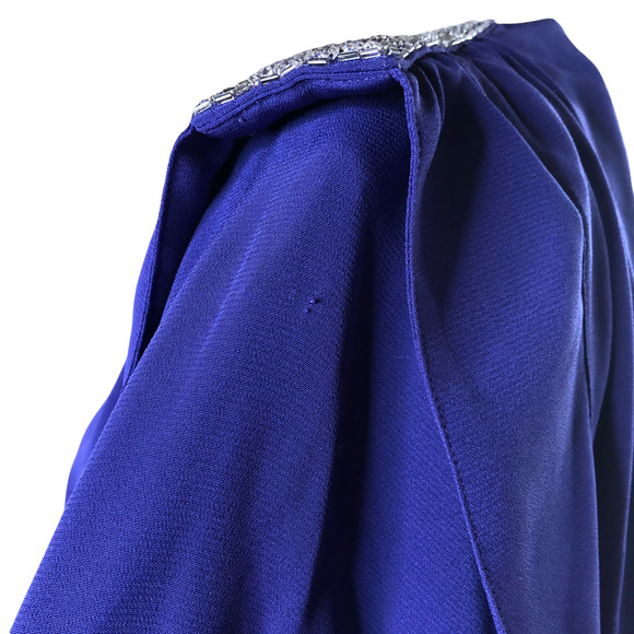 Pierre Cardin Vintage Wrap Dress Purple V-Neck Beaded Sequins - Picture 10 of 12